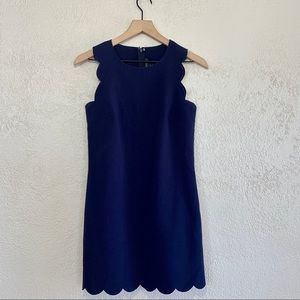 J Crew scalloped shift navy dress